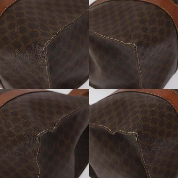 CELINE Macadam Canvas Tote Bag Pvc Leather Brown Gold - Picture 10 of 13